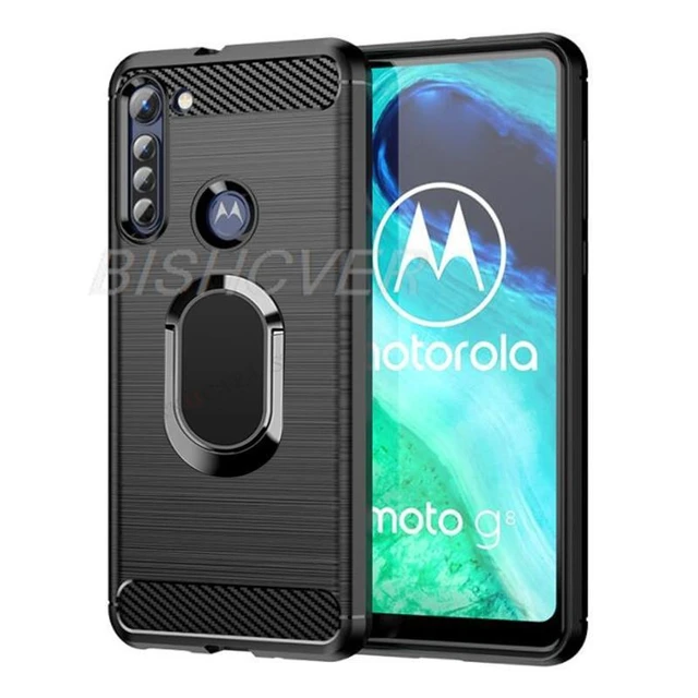 For Motorola Moto G8 Power Lite Brushed Carbon Fiber Silicone