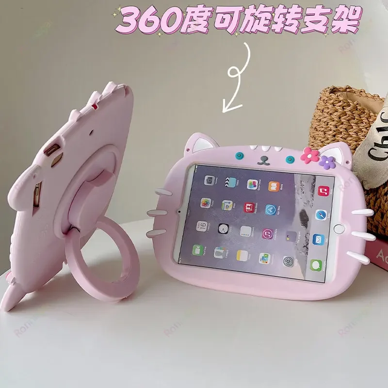 Adorable 3D Cartoon Cat Silicone Tablet Case