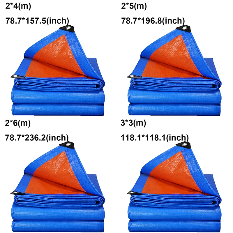 Waterproof Tarpaulin Waterproof Tarp Tarpaulin Rain Cover Tarpaulin Rectangle 2m*1 2 3 4 5 6 3m*3 4 Awning Sun Shade Outdoor Blue Tarp Facility Backyard Block Anti-Uv Rain Cover Camping