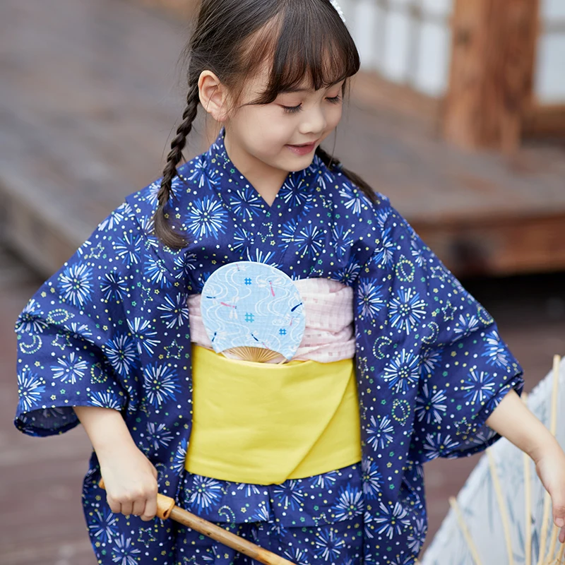 Kimono giapponese per bambini bambini tradizionale formale Yukata losson  stampe floreali ragazze abito lungo Stage performance Wear - AliExpress