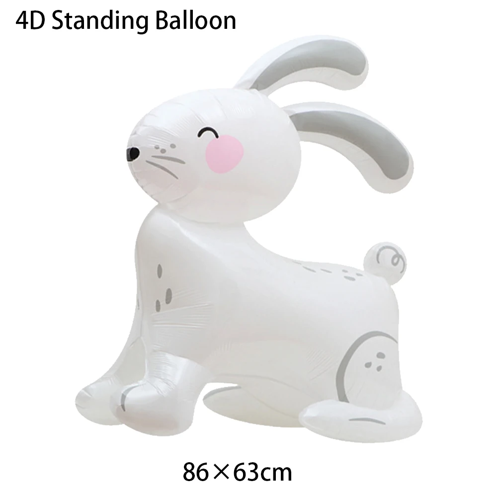 Ballon Debout en Aluminium en Forme de Lapin et Carotte pour