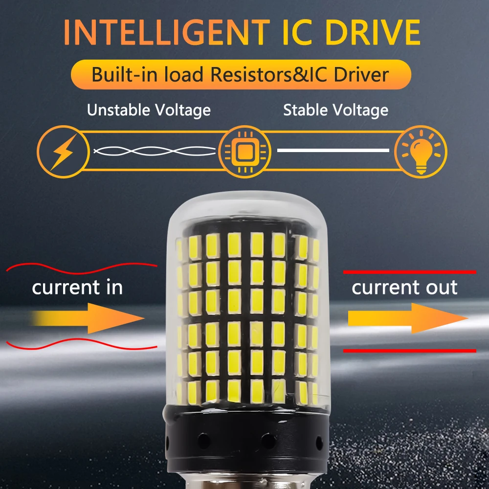 50개 1156 BA15S P21W BAU15S PY21W 7440 W21W P21/5W 1157 BAY15D 7443 3157 LED 전구 144SMD 캔버스 램프 후진 방향지시등
