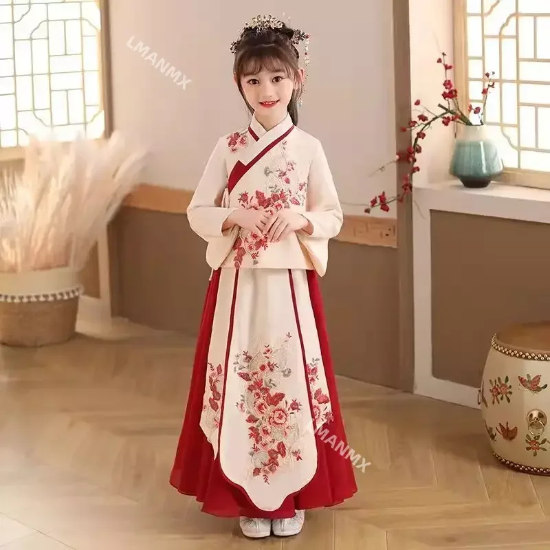 Chinese Japanese and Korean Children's Christmas Dress Girls' Kimono Chinese Traditional Vintage Ethnic Ancient Dance Costume dance dress chinese traditional costumes