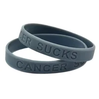 1PC/7PCS Cancer Sucks Silicone Rubber Wristband Debossed Logo Bracelet Adult Size 1