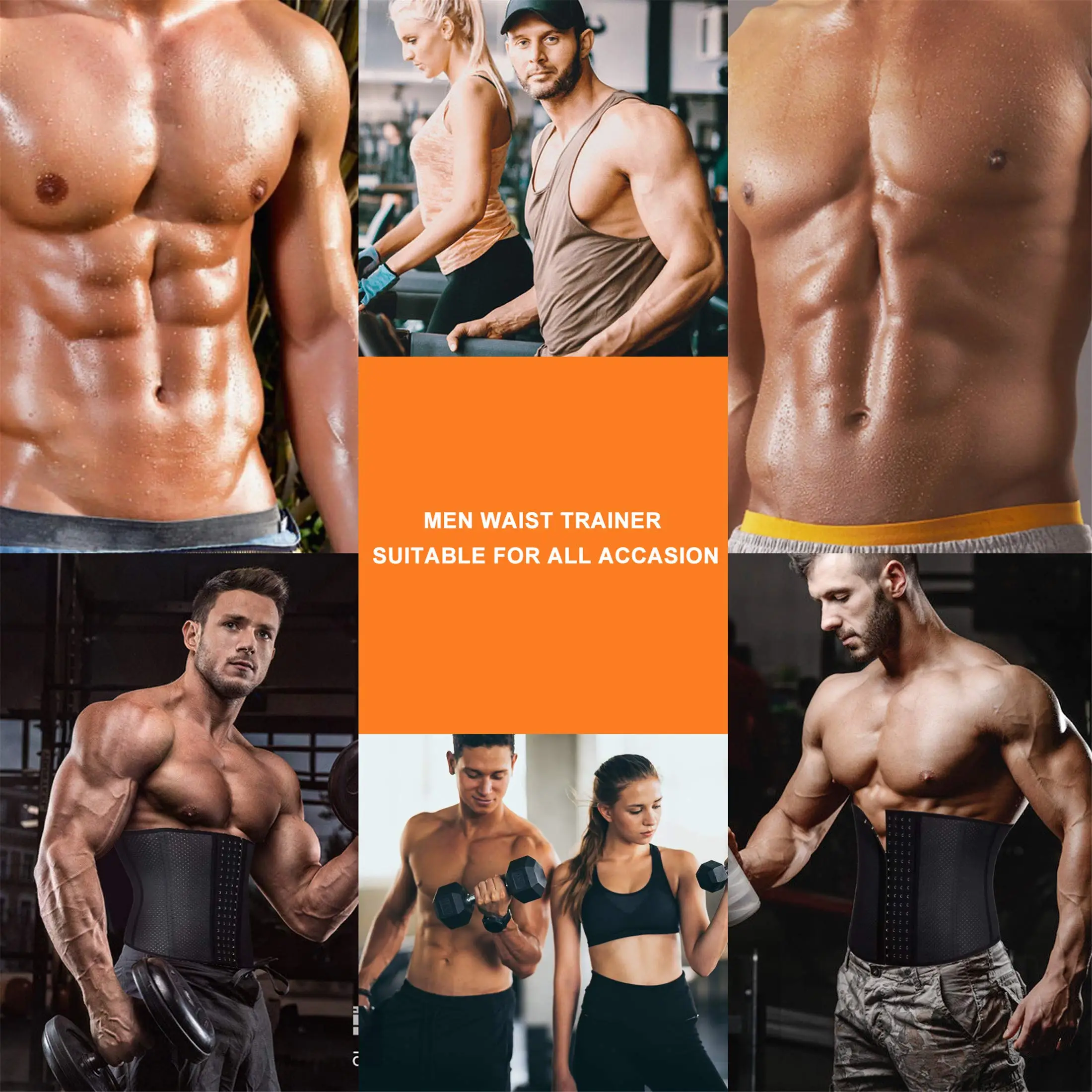 Men shapewearWaist Trainer Slimming Body Shaper Belt Support Underwear Sweat Corset Loss Lose Weight Waist Trimmer Belt Workout