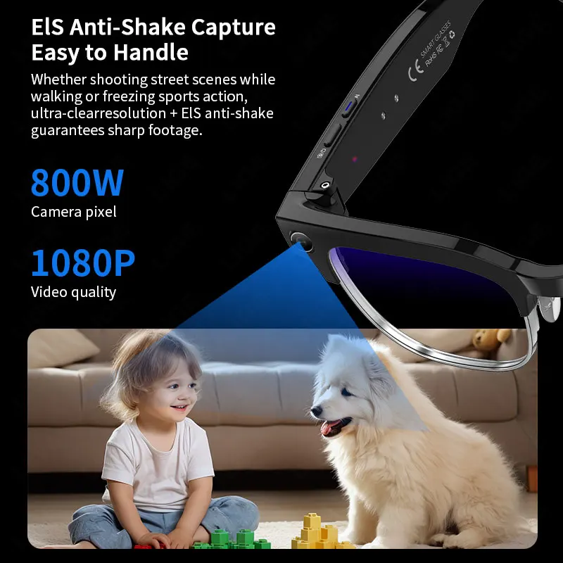 LIGE 8MP HD Color Changing AI Smart Glasses Chat Camera Bluetooth Call 290mAh Voice Assistant Control Intelligent Sunglasses New