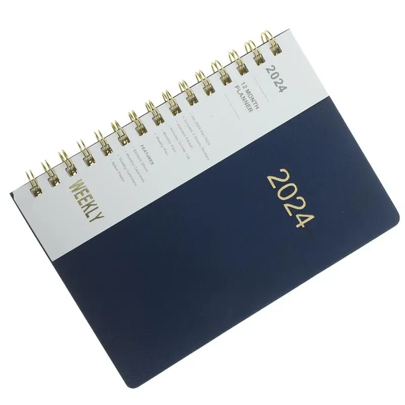 2024 Year Spiral Binder Notebook Agendas Planner Diary Weekly Organizer Note Books Monthly Kraft Paper Schedule Filofax