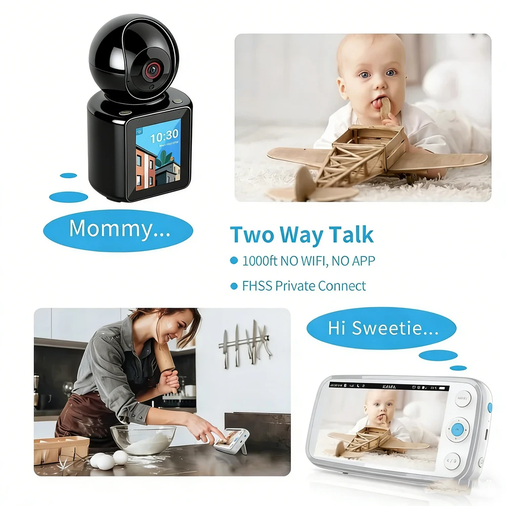 WiFi Dual Lens Camera with 2.8 Inch Screen 1080P AI Video Call Two Way Audio Baby Monitor Home Security CCTV Camera 5