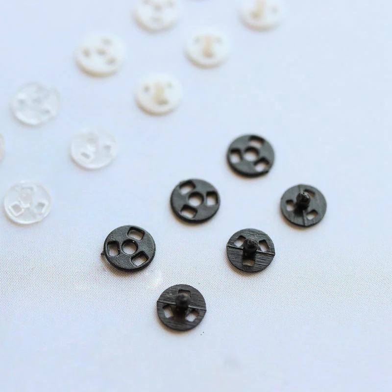 100pcs Tiny 4mm Mini Plastic Round Invisible Snap Button Home DIY Clothes Pajamas White Black Transparent Bag Press Buttons 2