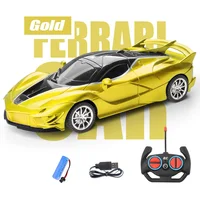 Radio Remote Control Car Rechargeable High Speed 15km/h 2.4G with LED Lights Boys and Girls Toys Remote Control Supercar Model 1