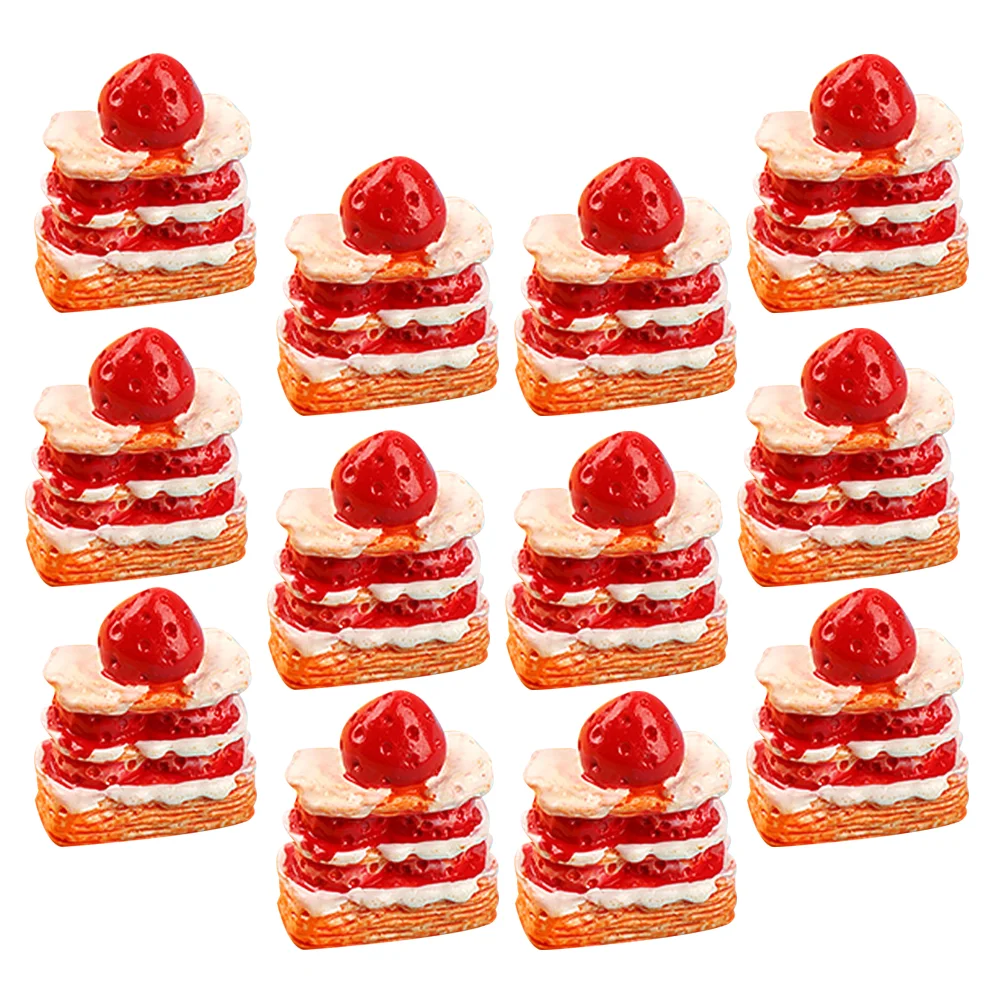 

12Pcs Mini Strawberry Cakes Micro Landscape Dessert House Miniature Dessert