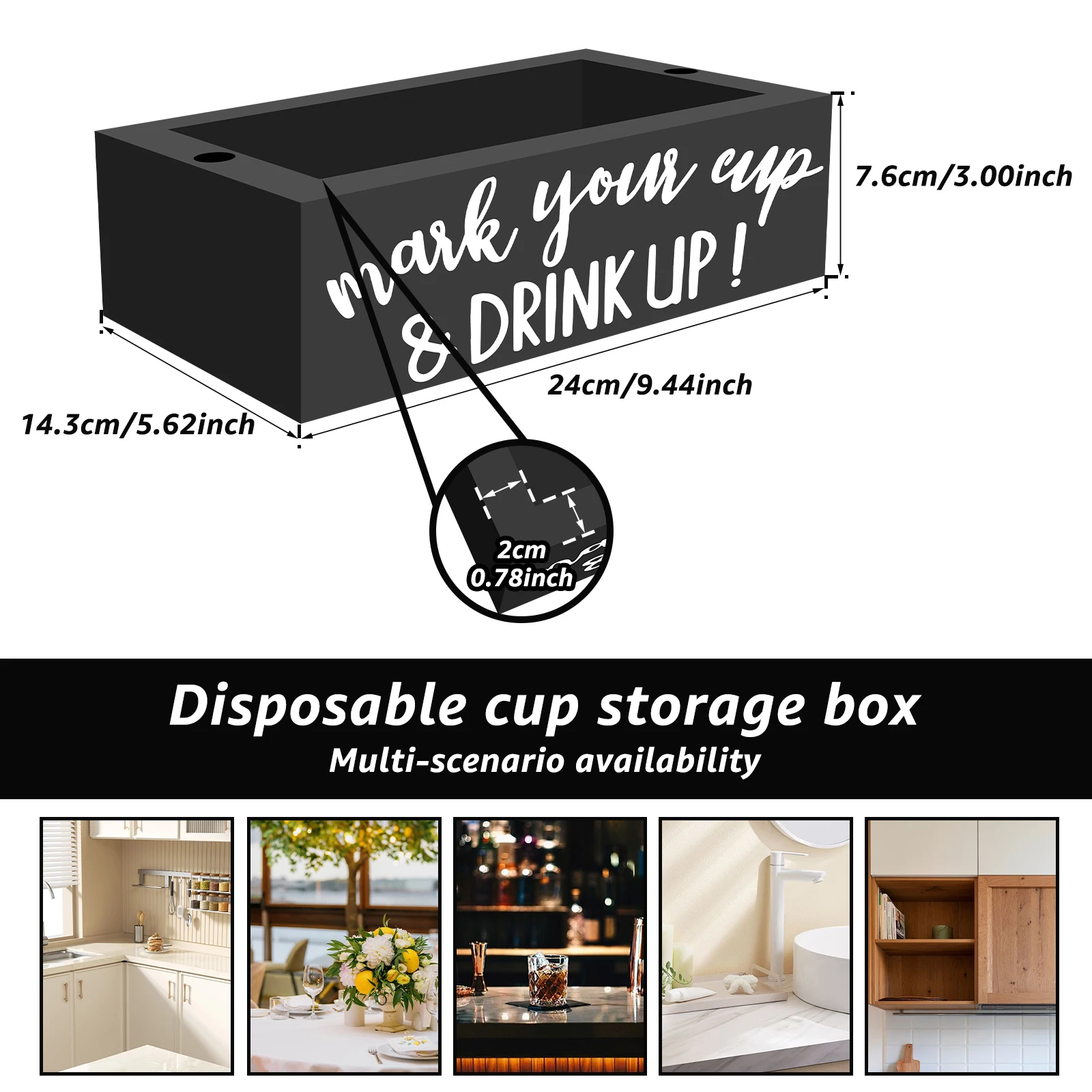 Disposable Cup Holder Wood Cup Storage Rack with Marker Holes Large Capacity Multi Functional Bar Storage Rack for Kitchens