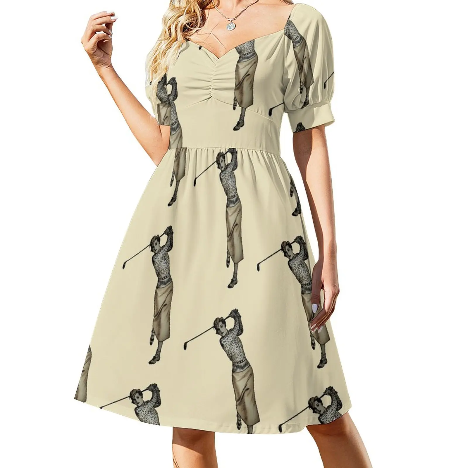 

Vintage Woman Golfer Swinging the Golf Club Dress clothes for woman dresses for special events