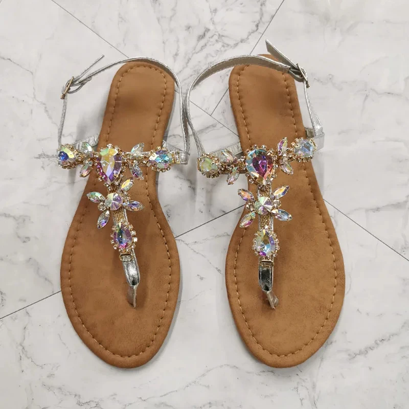 Women Sandals Women Shoes Summer Fashion Rhinestone Decoration Simple Comfortable Casual Buckle Sandalias De Mujer