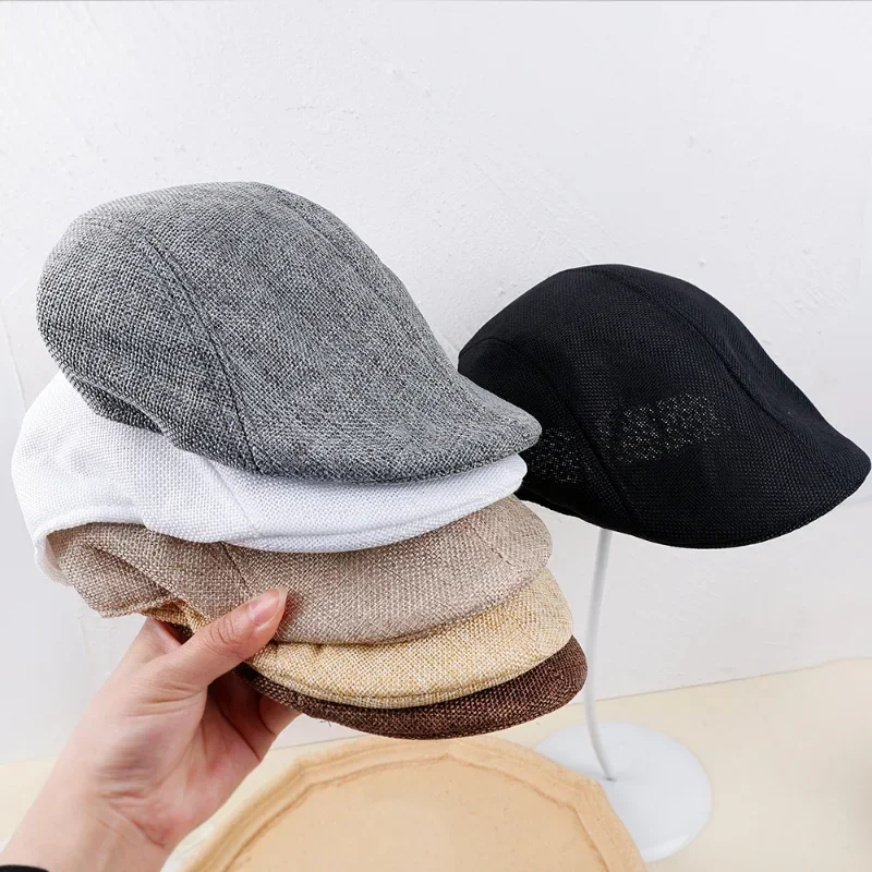 Men Spring and Summer Berets British Style Beret Hat Retro England Hats Male Fashion Hats Peaked Painter Caps for Dad 4