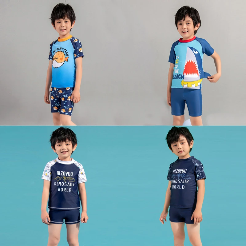 Children Swimwear Short Sleeve Swimsuit Kids Sportswear Boy Swimming