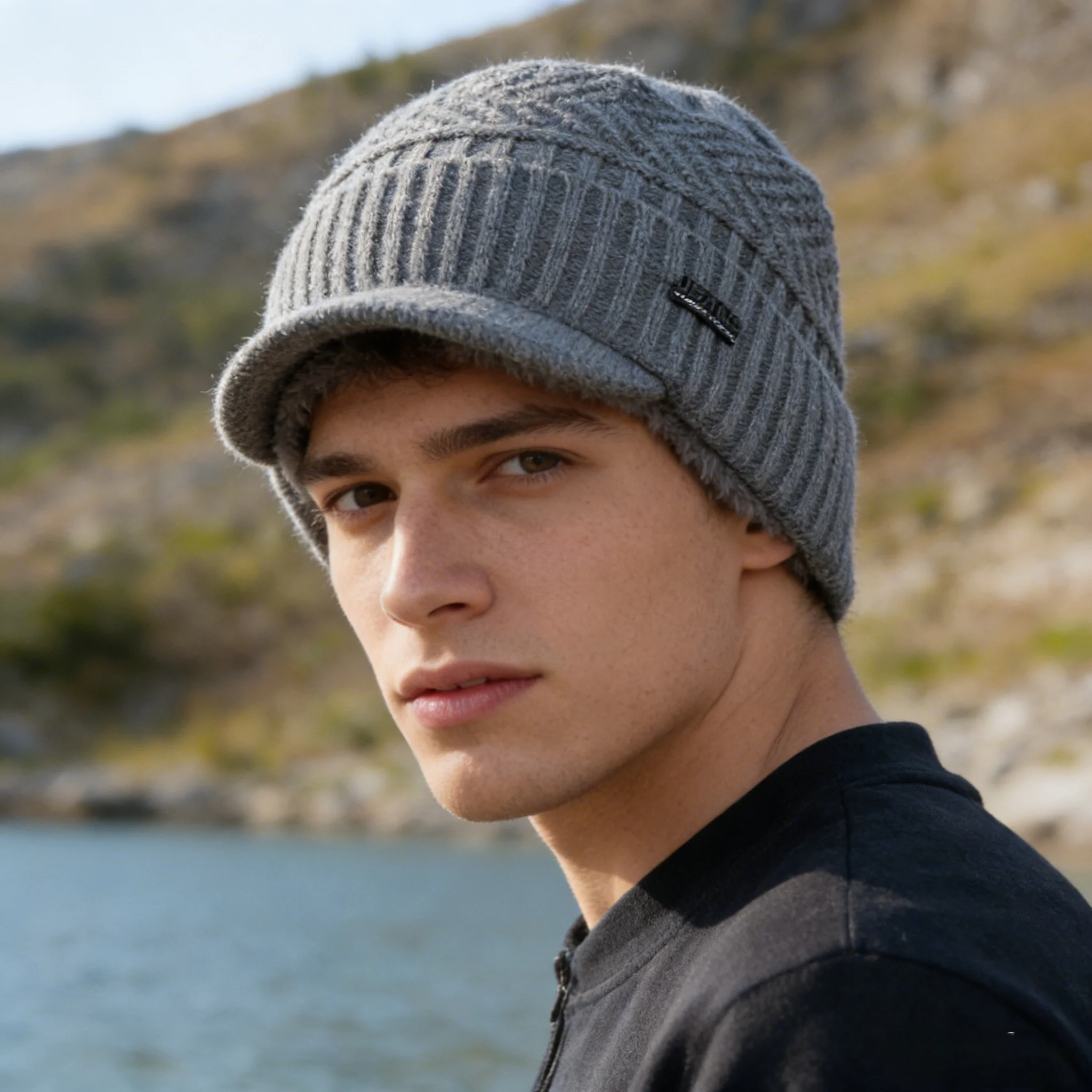 Heißer Verkauf Unisex Warme Winter Hüte Stilvolle Plüsch Pelz Gefüttert Weiche Beanie Kappe Mit Krempe Dicke Gestrickte Hüte Für Männer Frauen – Detail 2