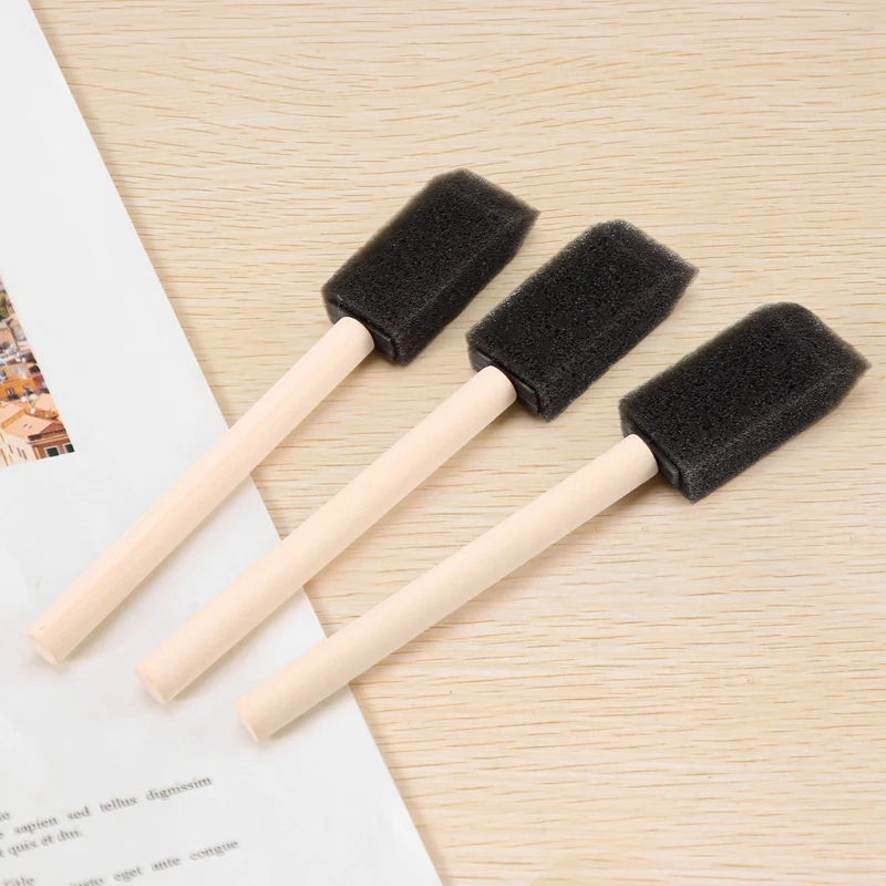 60Pcs Small Foam Paint Brush Sponge Foam Brush Painting Set Wood Handle 1 Inch Paint Brushes Tools Painting Set For Kids