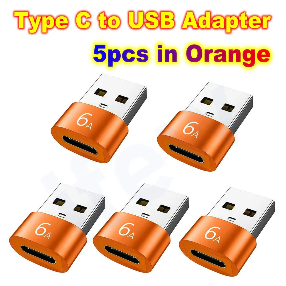 5팩 USB to USB C 어댑터 USB-C 타입 C 암-수 슈퍼 고속 충전 OTG 컨버터 (아이폰 17, 16, 15, 14, 13, 안드로이드용)