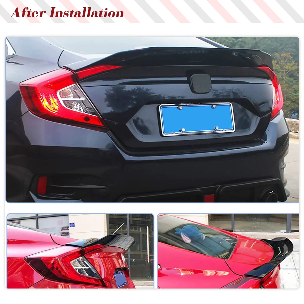 Trunk Spoiler for Honda 10th Civic Sedan 2016-2021 Rear Car Rear Trunk High-Kick Tail Spoiler Wing Lip Car Spoiler Glossy Black