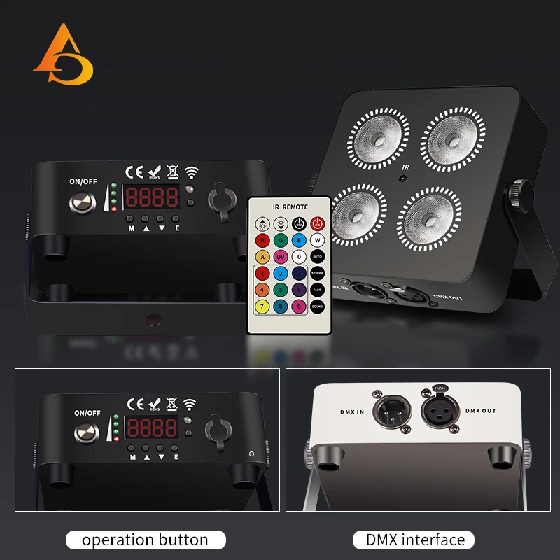 RGBWA UV 6IN1 Led 4x18W Color Battery Wireless Party Light