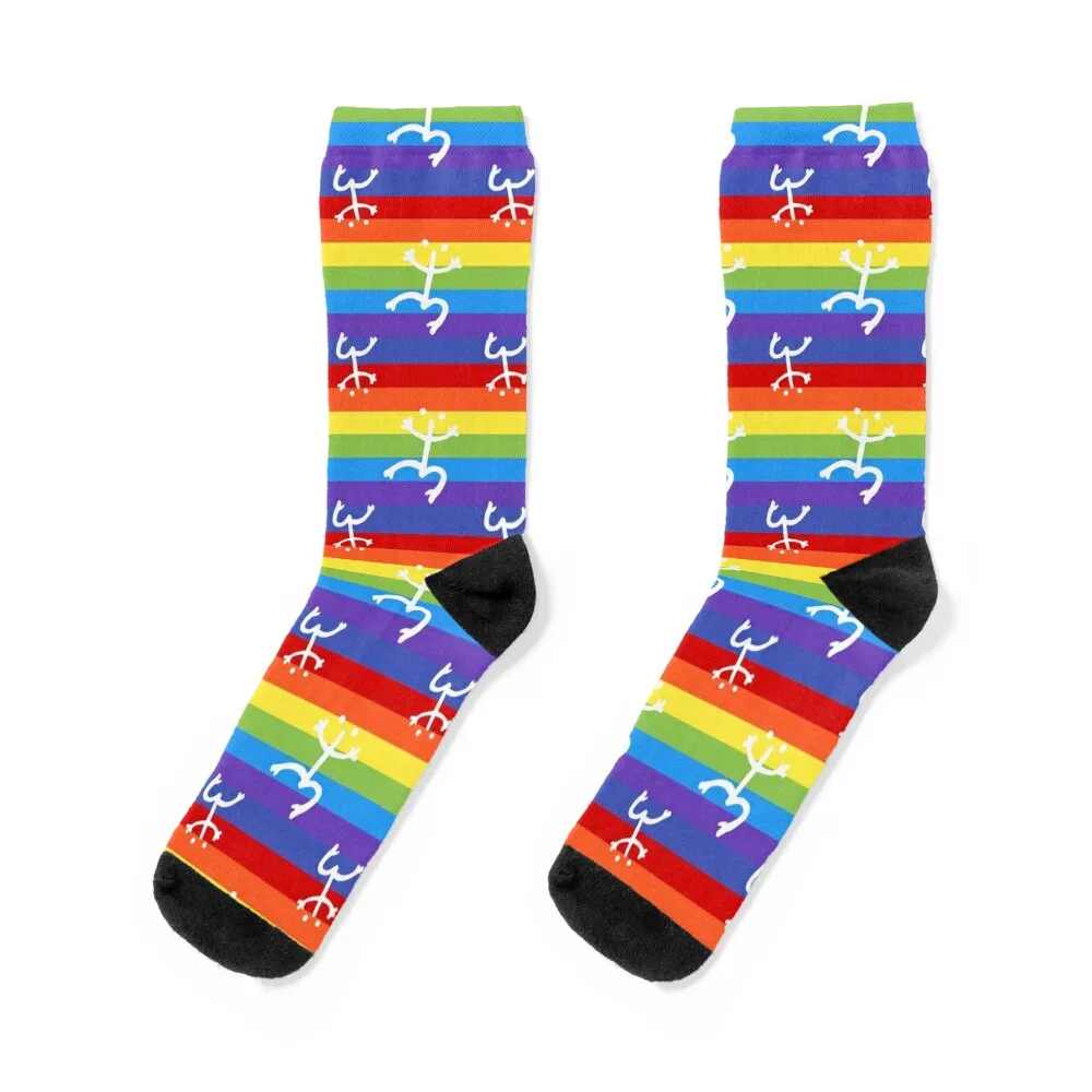 

Coqui Taino Frog Rainbow Pattern Socks designer sheer Socks Women Men's