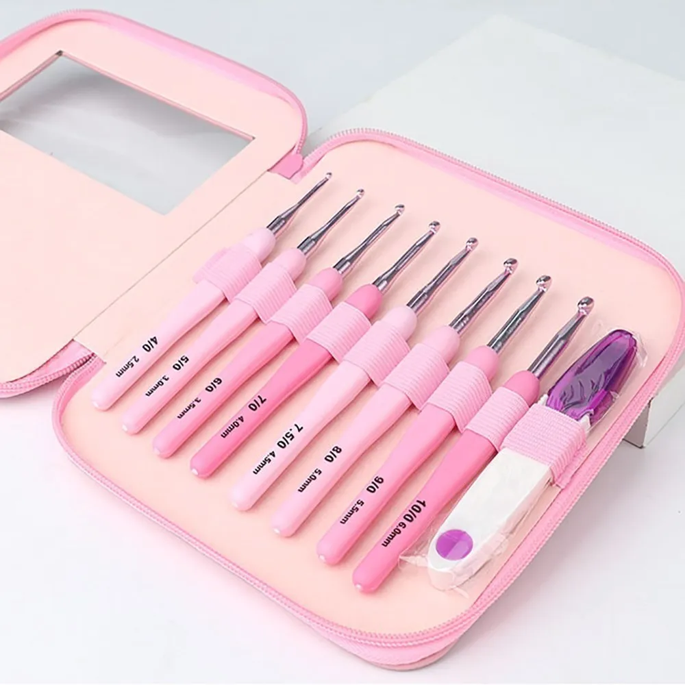 9pcs Crochet Hook Kit 2.5-6cm Ergonomic Soft Handle Aluminum Hooks Set with 8 Sizes for DIY Crafts Knitting Crocheting Supplies 2