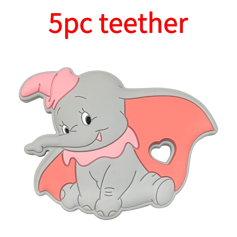Teething Toys 5pcs Disney Silicone Teether Baby Pacifier Bead Holder Dummy Pacifier Chain Accessories BPA-Free Customized