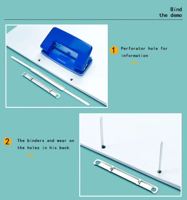 Metal Paper Fastener File Fastener,3.15(80mm) Between 2 Hole,Box of 50 Complete Sets Binding Folder