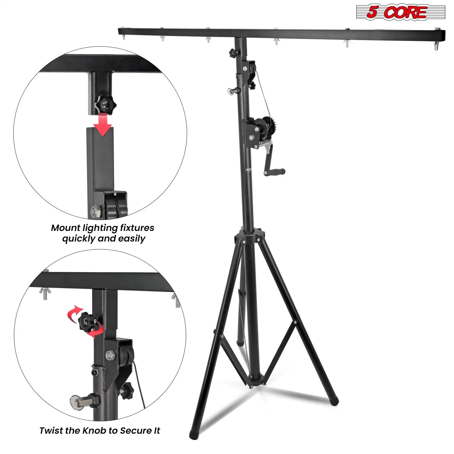 5 Core DJ Light Stand Stage Hand Crank Lighting Truss System LS 120 CRANK 2PCS