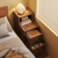 Modern Minimalist New Chinese Style Compact Narrow Bedside Table Nightstand Solid Wood Storage Drawer Bedroom Home Furniture 2