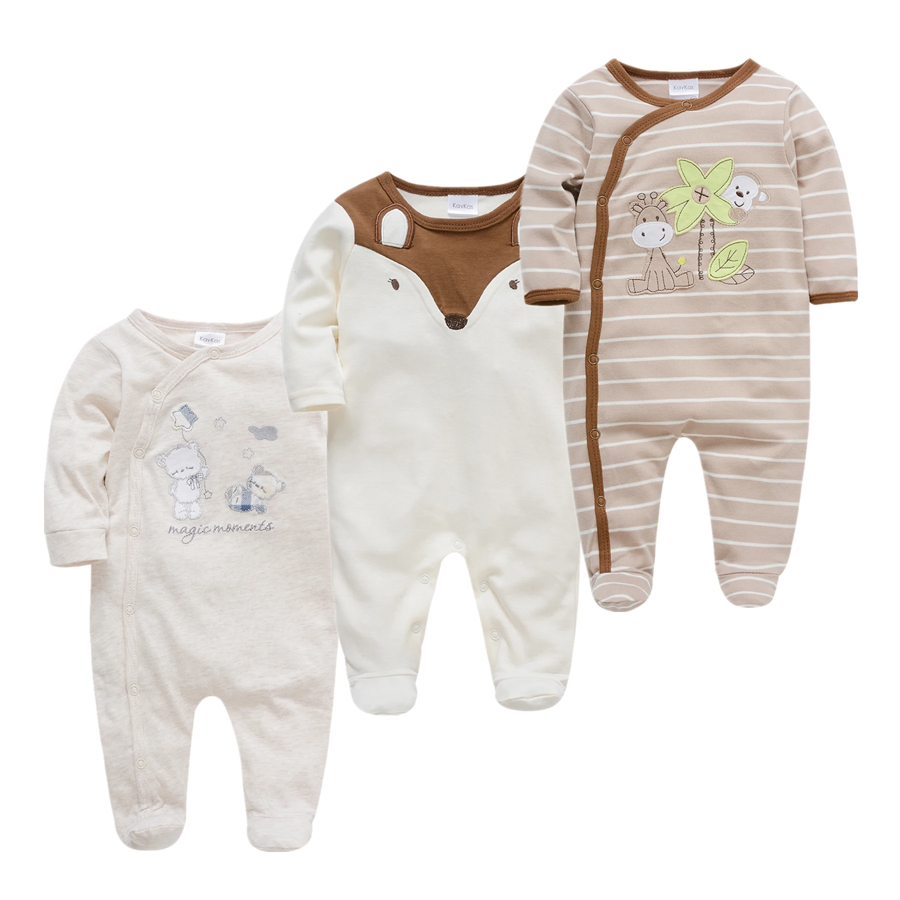 Infant Baby Boy Jumpsuit 3PCS Long Sleeve Toddler Girl Footies Cartoon Newborn Romper Baby Home Clothes Girl Spring Clothes