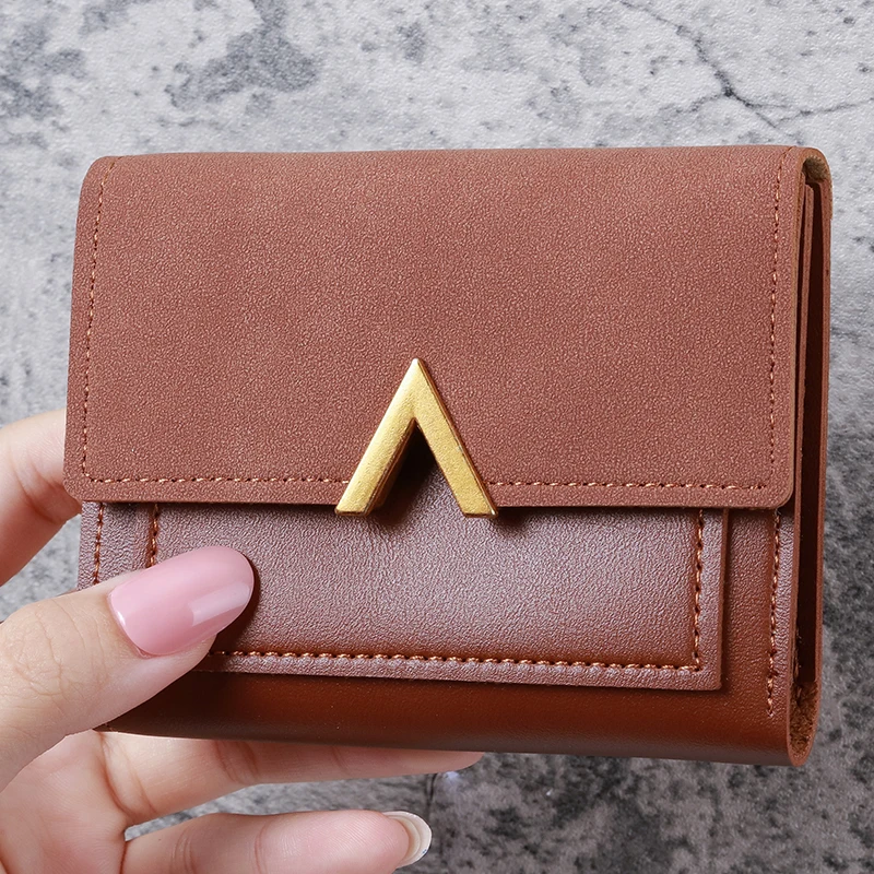 Koreanische Version der neuen Damenhandtasche kurze Retro-Karte PU-Leder einfache faltbare Studentenbrieftasche weiblich – Detail 4