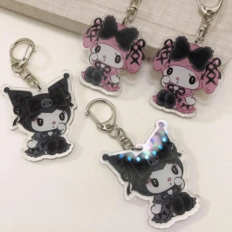 Kawaii Mymelody Kuromi Sanrio Plush Cartoon Cute Acrylic Couple Key Chain Style Pendant Bag Ornament Girls Birthday Gift