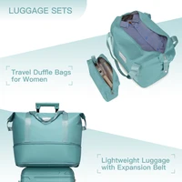 Ensembles de bagages 6 pièces avec sacs de voyage, valises rigides extensibles à roulettes pivotantes, bleu brumeux 4