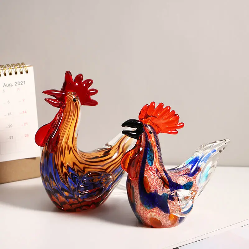 

Chinese Zodiac Chicken Lucky Fortune Colored Glaze Accessories Store Bookcase Furnishing Decoration Home Room Figurines Crafts