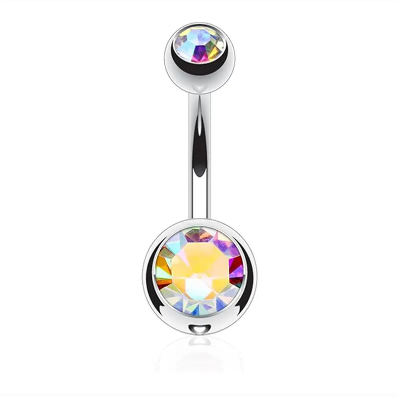 Crystal Zircon Stainless Steel Belly Button Piercing Set - Navel Barbell Collection