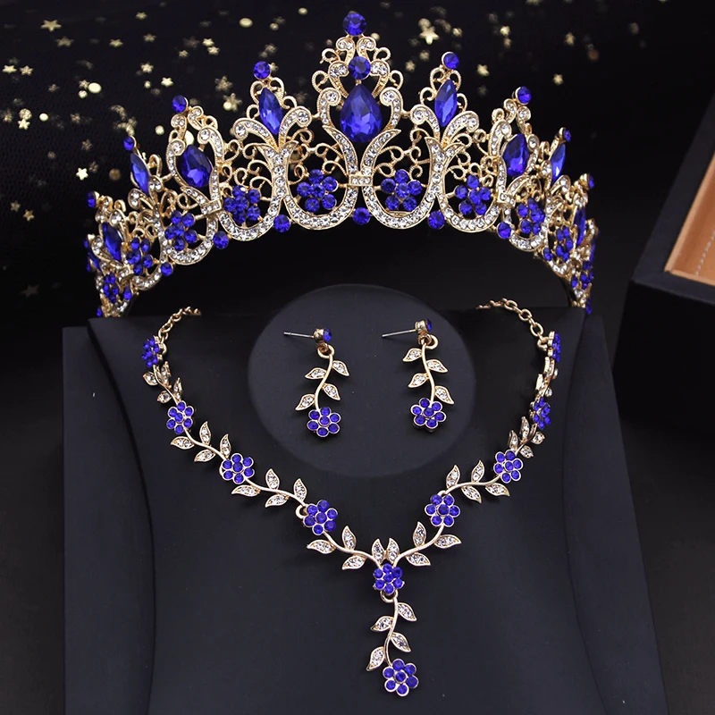 Bridal Jewelry Sets Luxury Crown Bride Jewelry Sets Women Tiaras Set Choker Necklace Earring Prom Bridal Wedding Costume Accessories