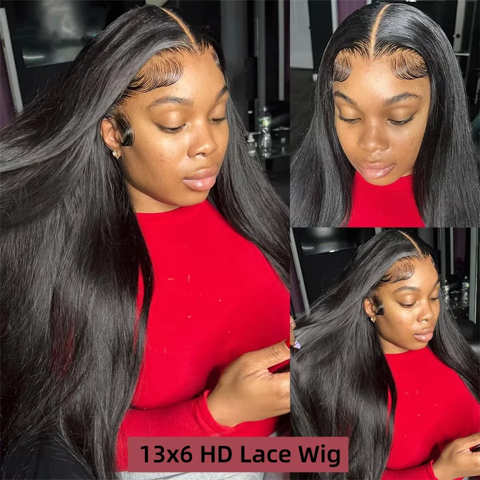 100% Human Hair Bone Straight 13x6 HD Lace Frontal Wigs 5x5 Glueless 30 40 Inch 13x4 Lace Front Wig Black Closure Brazilian Wear
