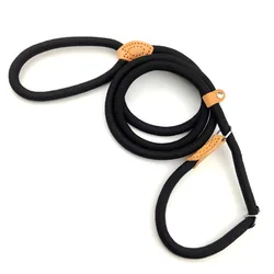 Heavy-Duty Braided Dog Training Leash with Adjustable Loop Collar - 0.8cmX1.8m (Black)