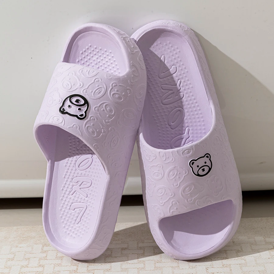 Fashion Women's Slippers Indoor Soft Sole Cartoon Bear Print Slides Bathroom EVA Indoor Men Summer Outdoor Cool Shoes Couple — view 3