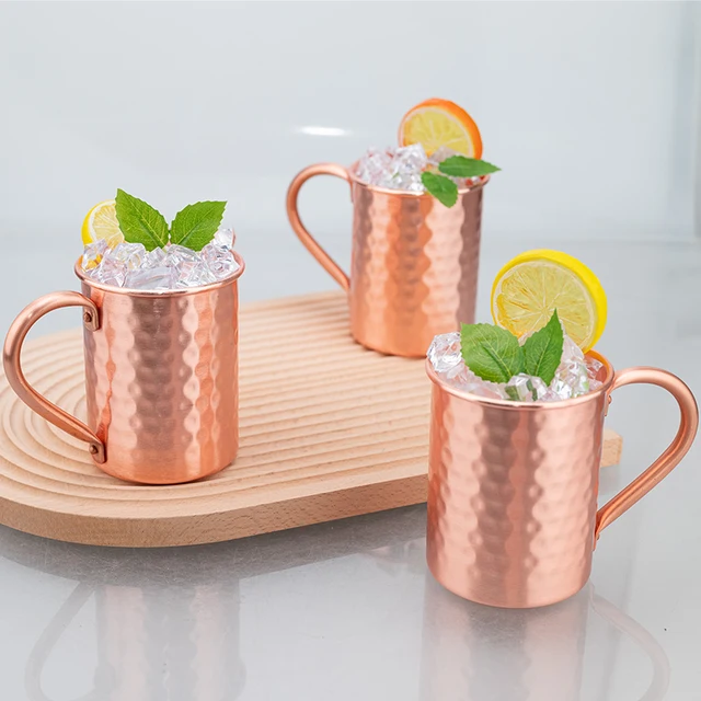 Nuove tazze di rame al 100% puro solido Mosca Mule Tazze di rame PURO a forma di tazze da cocktail da 400 ml Birra Latte Boccale Bicchieri 2