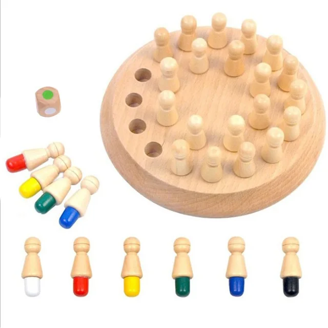 Montessori Chess Board Games for Kids Education Toys for Children Brain Teaser Wooden Toys Memory Match Chess Game  Kids Game 5