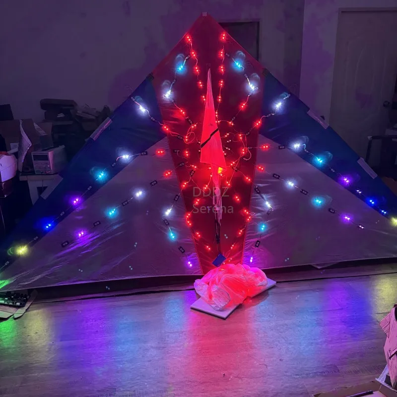 3 SQM delta LED spider triditional color base 544 fabric ripstop umbrella cloth kite with 10m tubing tails in surper high bright