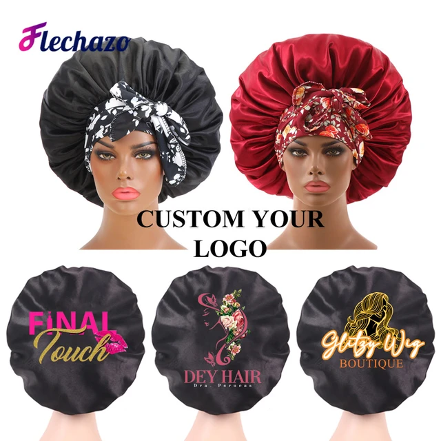 Cuffia in raso di seta cuffia da notte in raso di seta turbante con Logo  cuffia da doccia per dormire notturna personalizzata cuffie per capelli  copricapo con involucro - AliExpress