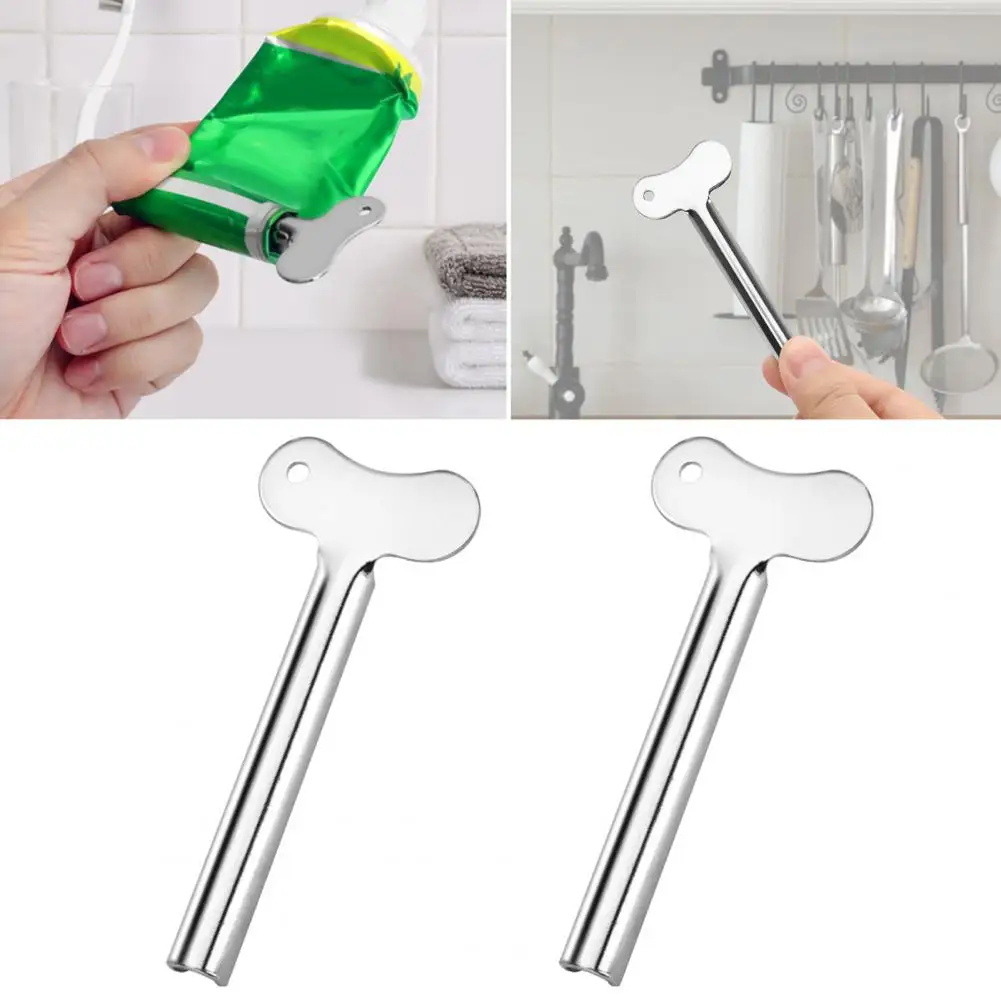2Pcs Metal Toothpaste Squeezer Holder Lazy Labor-saving Reusable Stainless Steel Tube Creams Paint Squeezer Bathroom 2