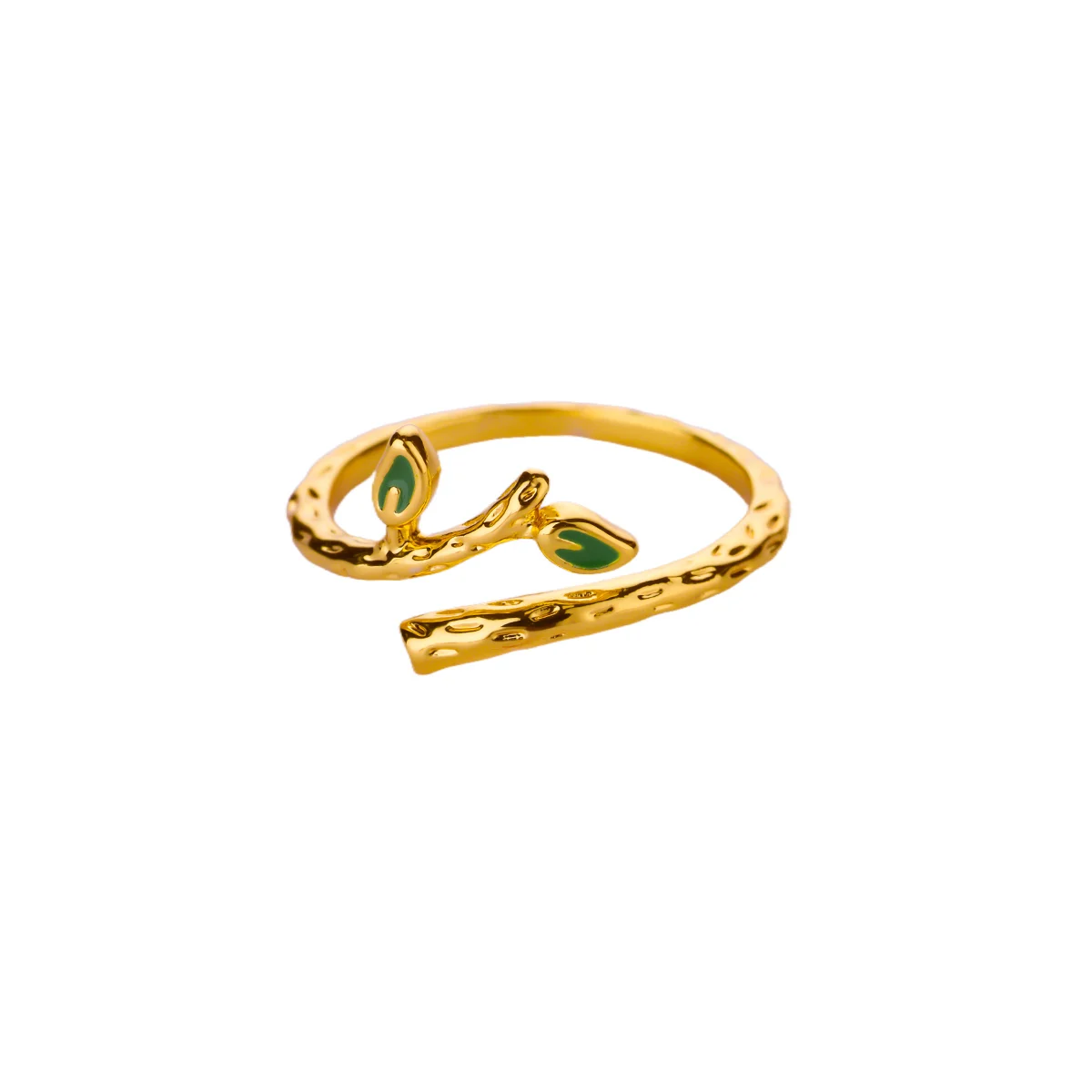 Green Leaf Rings Stainless Steel Ring