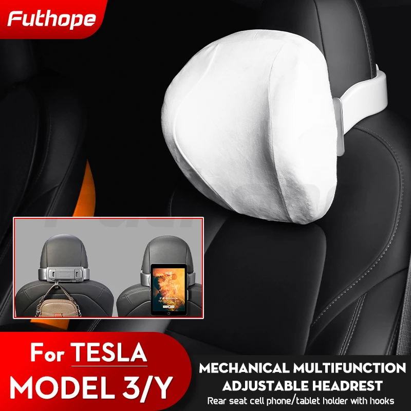 

Futhope PVC Suede Multifunction Headrest For Tesla Model 3 Y 2018-2023 Adjustable Head Support Protection Phone Holder Hook