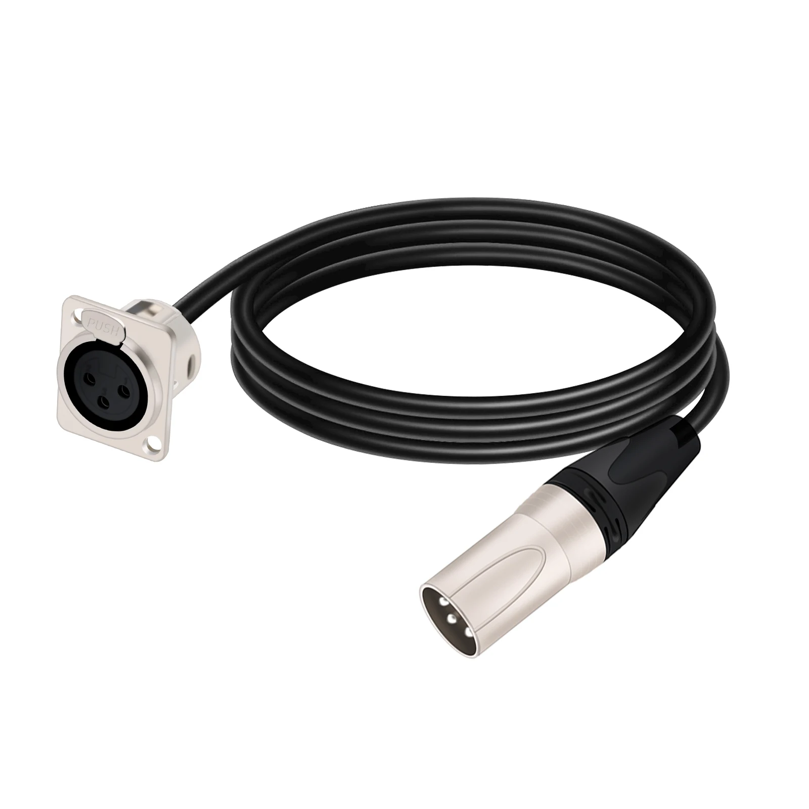 Zinc Alloy Shell D Type 3Pins XLR Female Panel Mount MIC Socket to 3Pins XLR Male Plug Audio Extension Cable