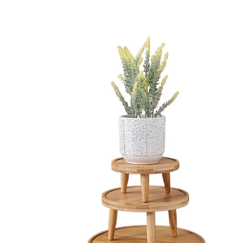 Flower rack ceramic flowerpot base wooden stool stand creative ornament cat and dog basin bowl rack potted plant window sill
